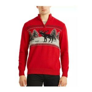 NWT CHAPS Men's Sweater Quarter Zip Pullover Winter Ugly Christmas Party $80 L